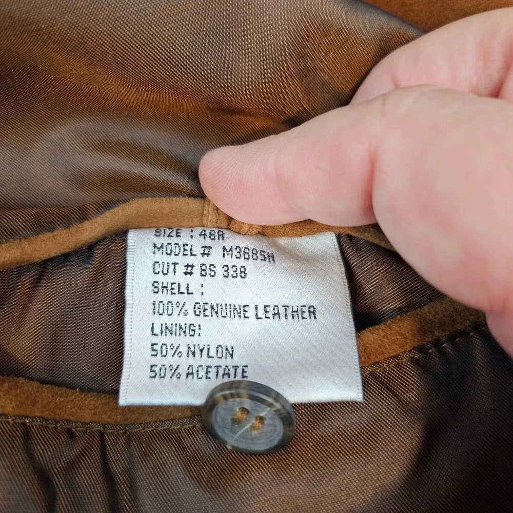 Marshall Field's Mens Brown Suede Leather Blazer Jacket 46R Vintage